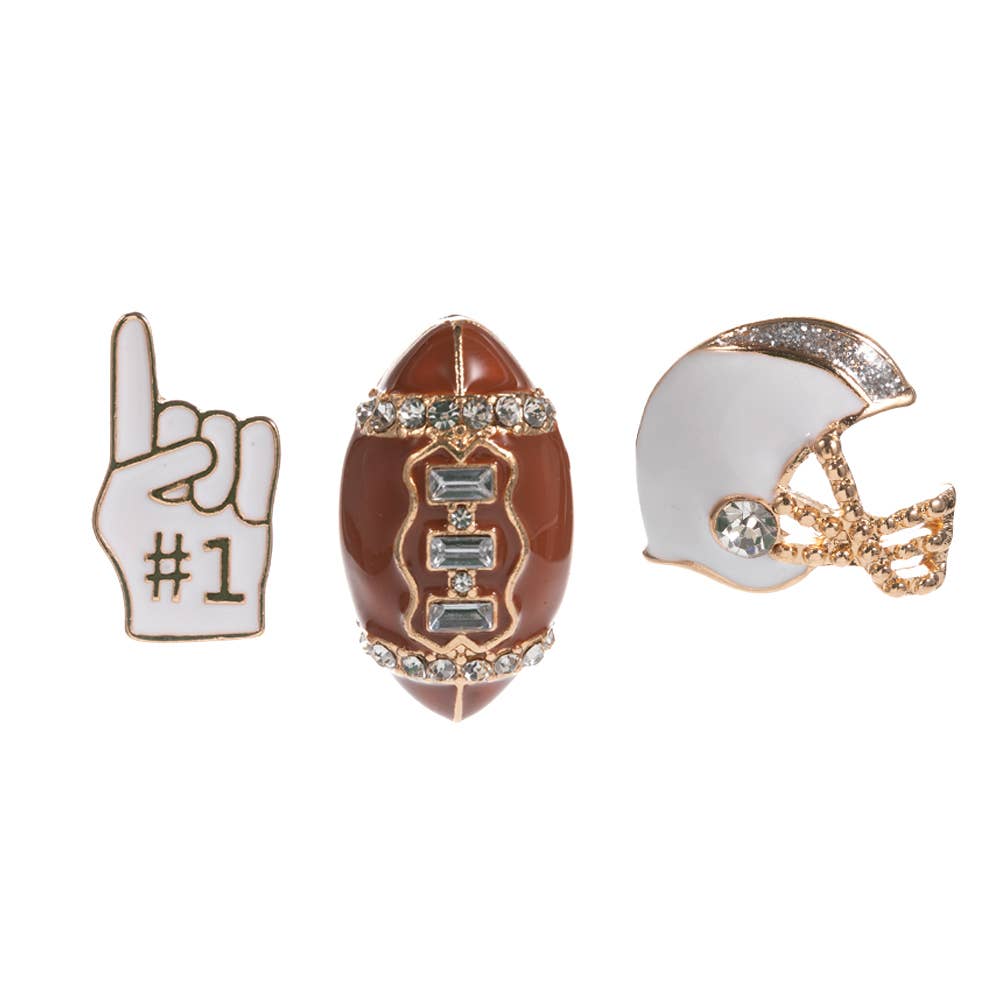 3PCS - Football Helmet Number One Pin Brooch Set