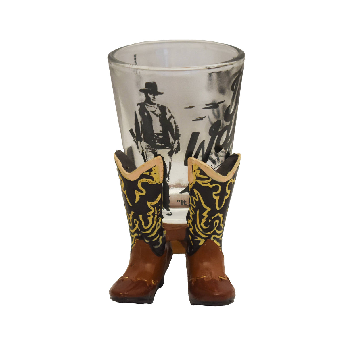 John Wayne Shot Glass - Boot Stand