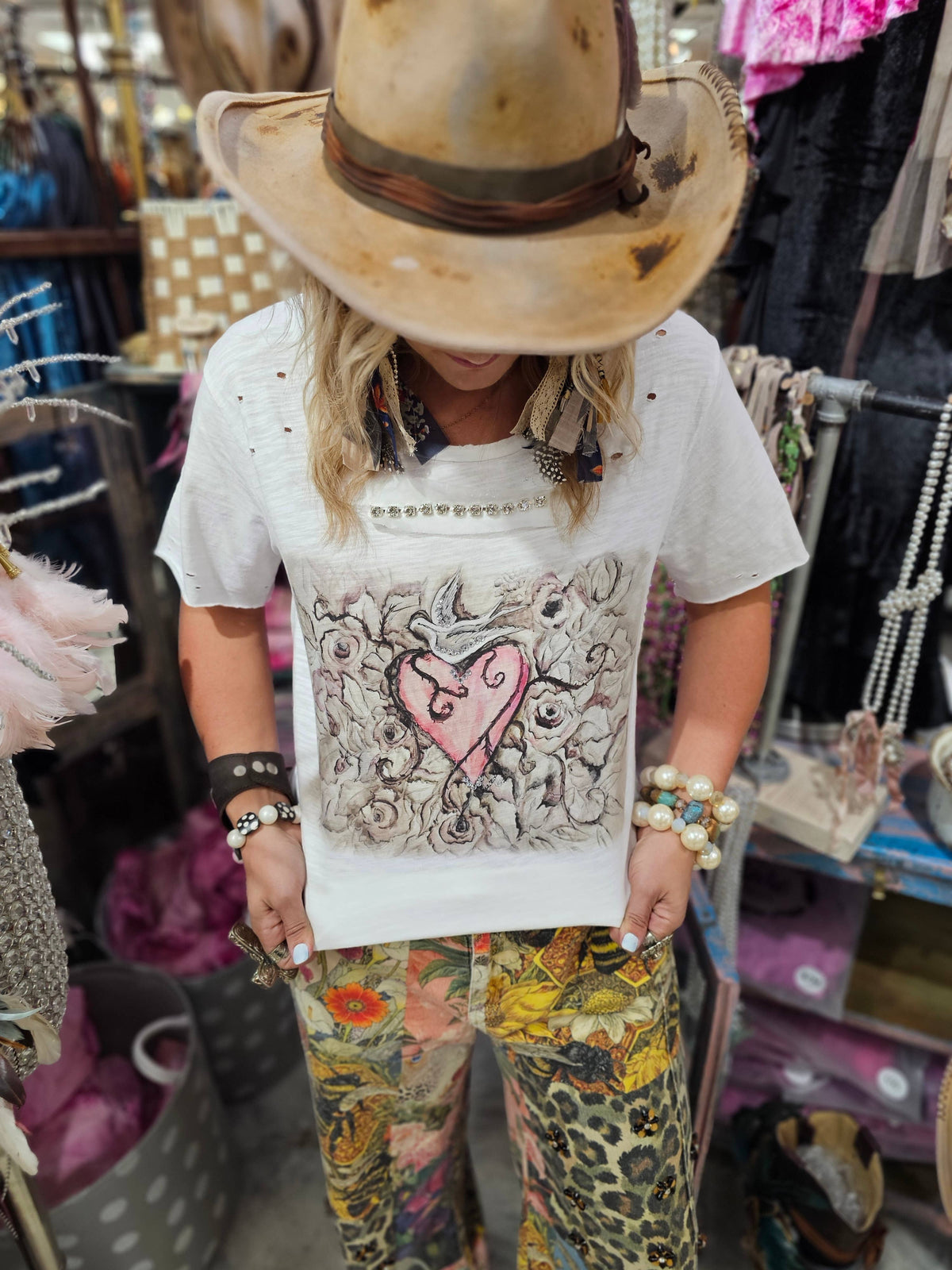 Whispering Dove Heart Distressed Shirt