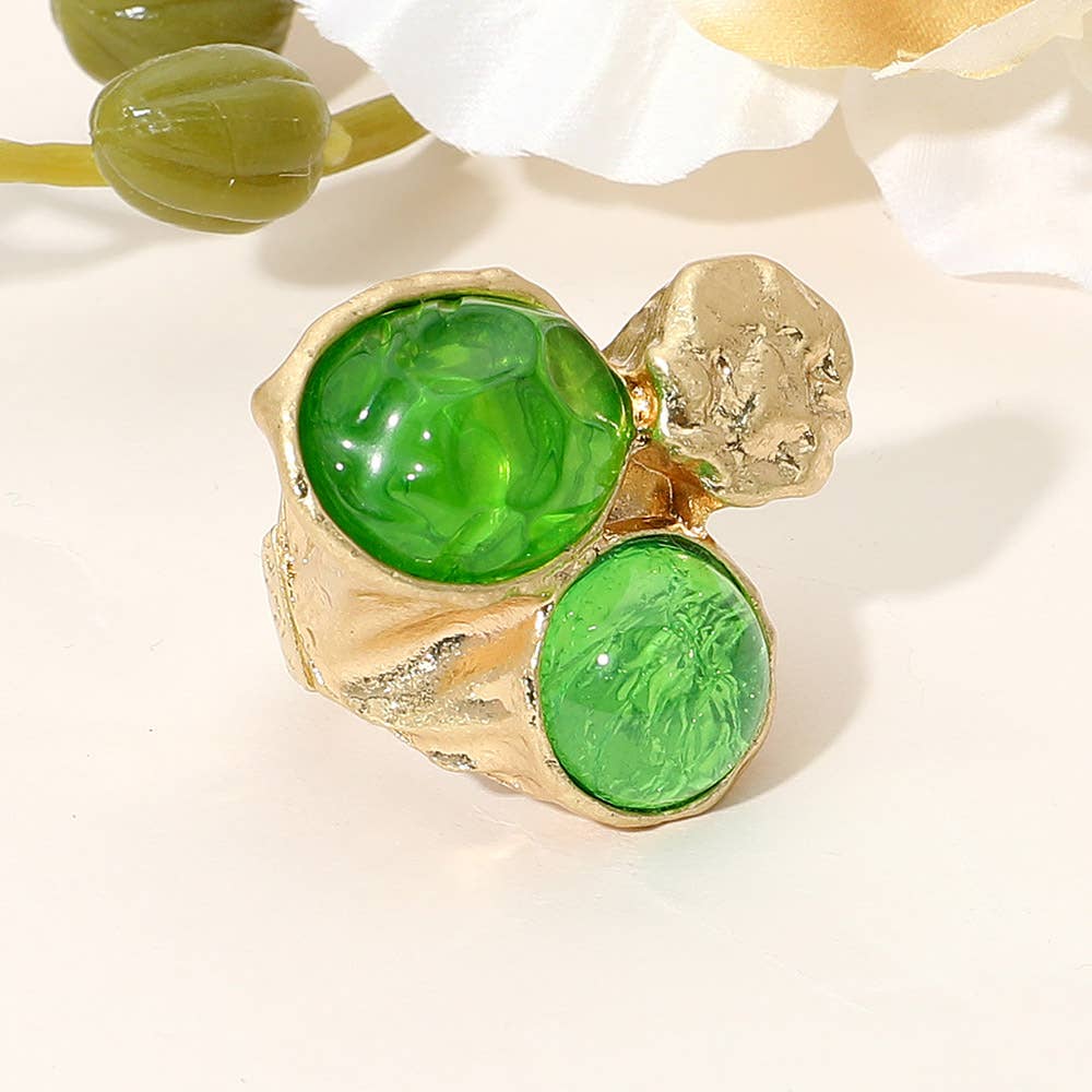 Abstract Chunky Stone Textured Stretch Ring
: Green
