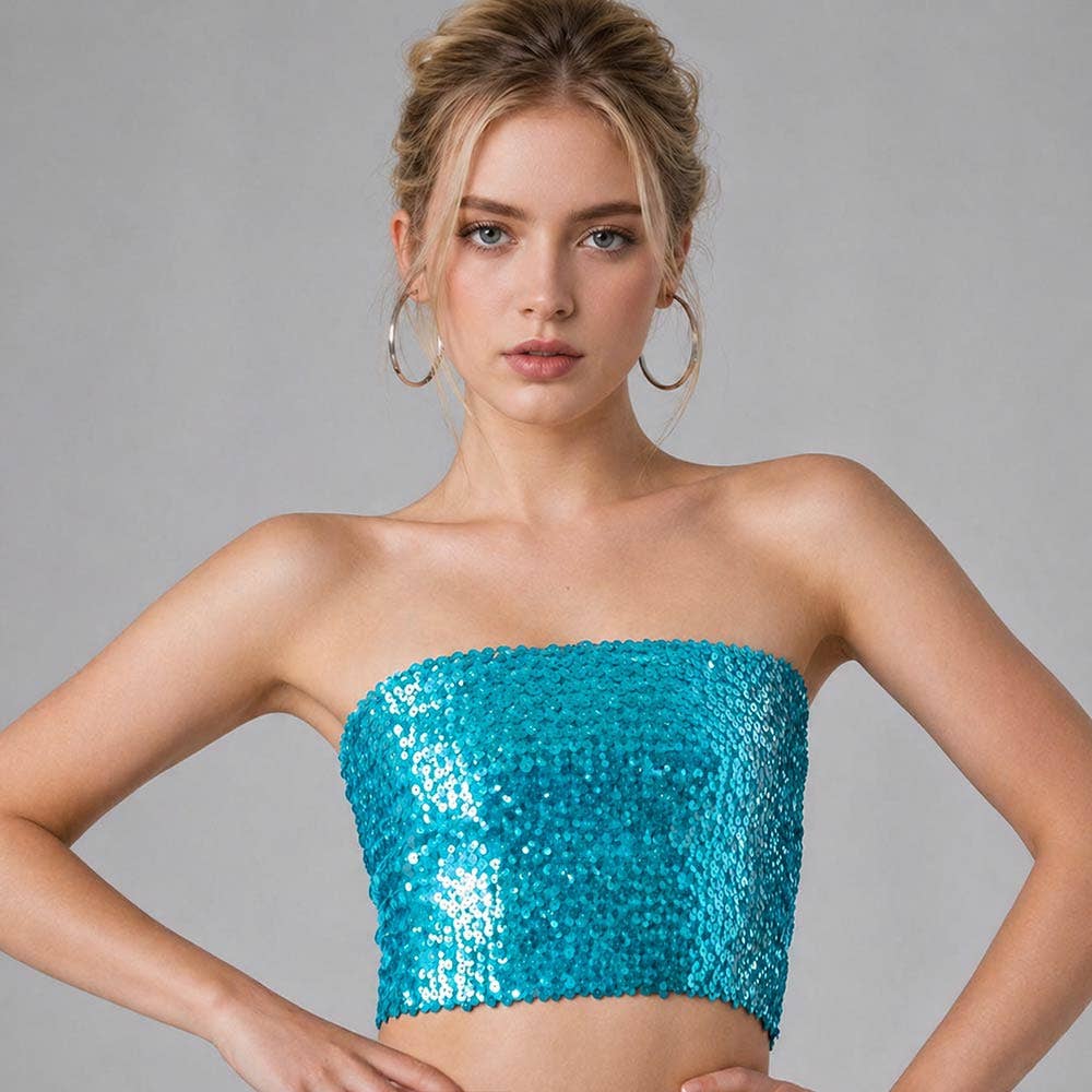 Strapless Sequin Crop Tube Top