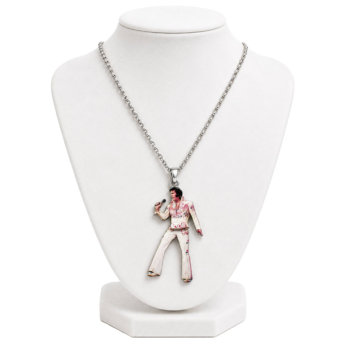 Elvis Necklace - White Jumpsuit Swinging Legs