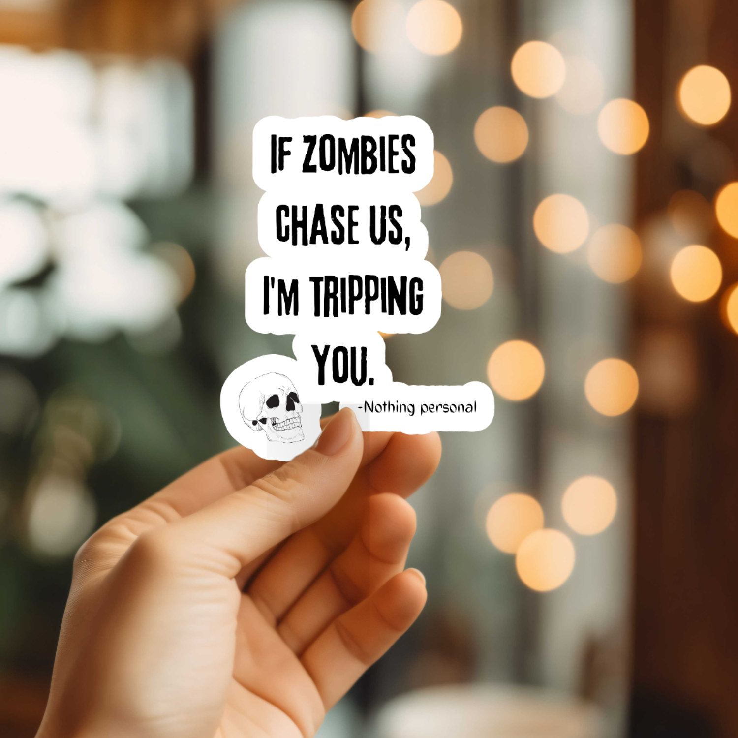 Funny If Zombies Chase Us Vinyl Sticker