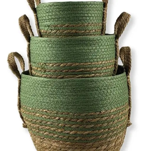 Wicker with Rope Handle Baskets