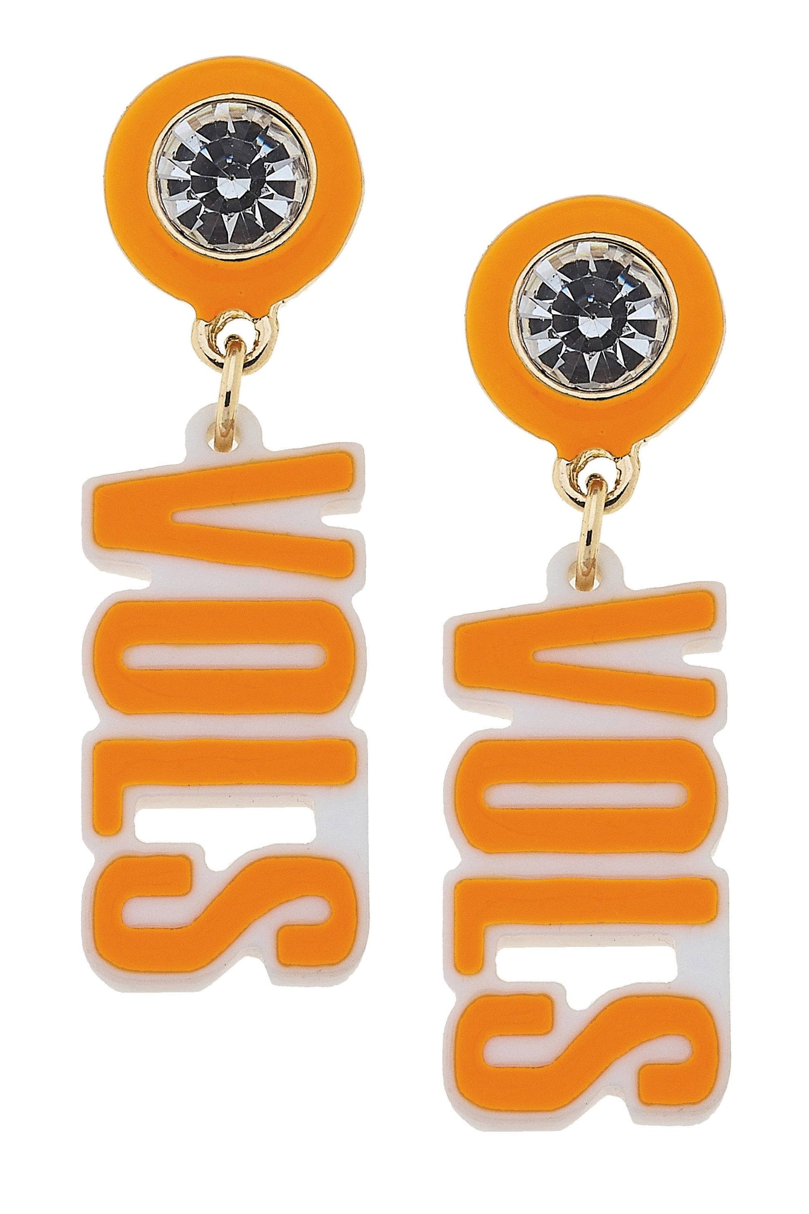 Tennessee Vols Resin Block Letter Earrings in Orange