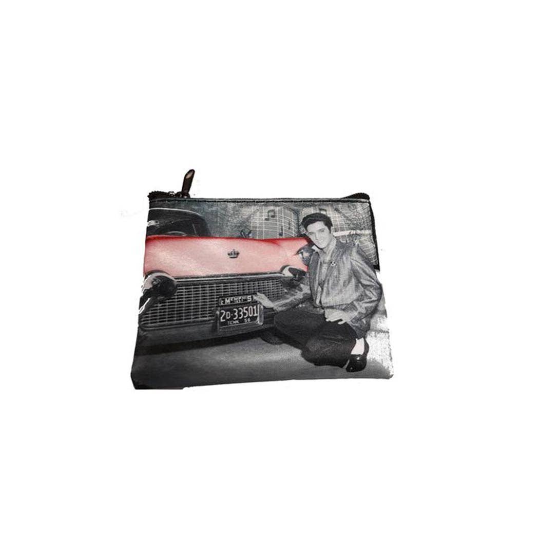 Elvis Coin Purse Keychain - Pink Car