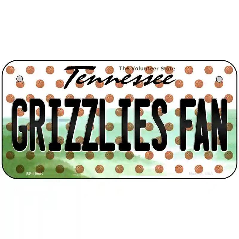 Grizzlies Fan Tennessee Novelty Metal License Plate