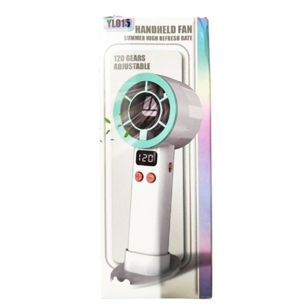 Light Up Digital Display Adjustable Speed Phone Stand Portable Handheld Mini Fan