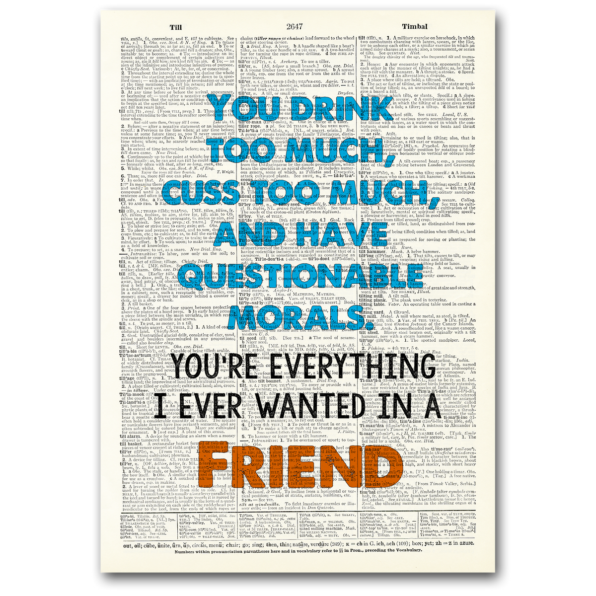 You drink &amp; cuss too much new fun retro art print vintage