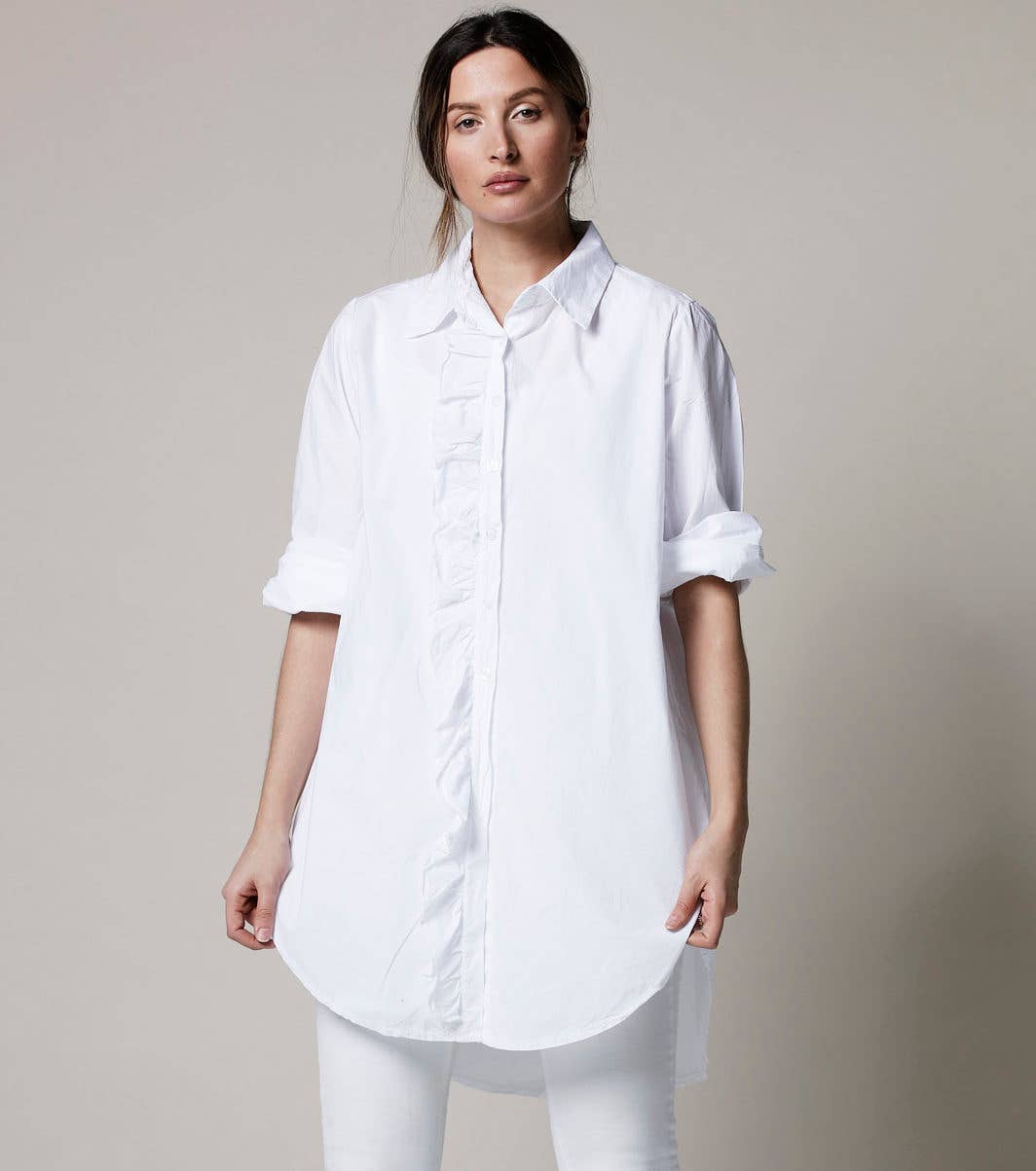 Girlfriend Cotton Shirt - White ONE SIZE