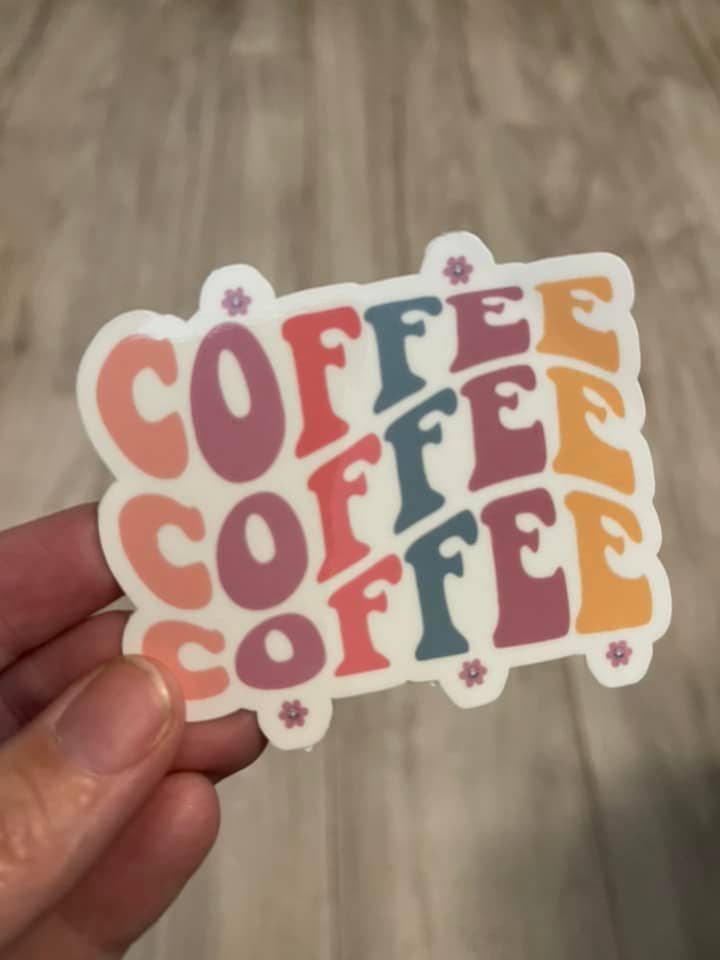 Coffee Flower Girly Pastel Die Cut Vinyl Sticker: Glossy / Loose/unpackaged