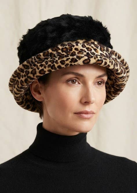 HAT VELVET FUR LEOPARD PRINT