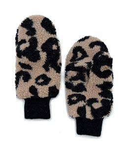 Leopard Teddy Pop-Top Mittens