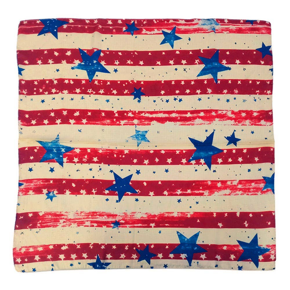 Vintage Patriotic American USA Flag Print Square Scarf