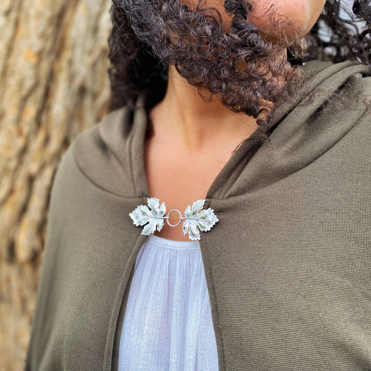 Dress Cinch Clips for Clothes, Silver Metal Leaves Boho