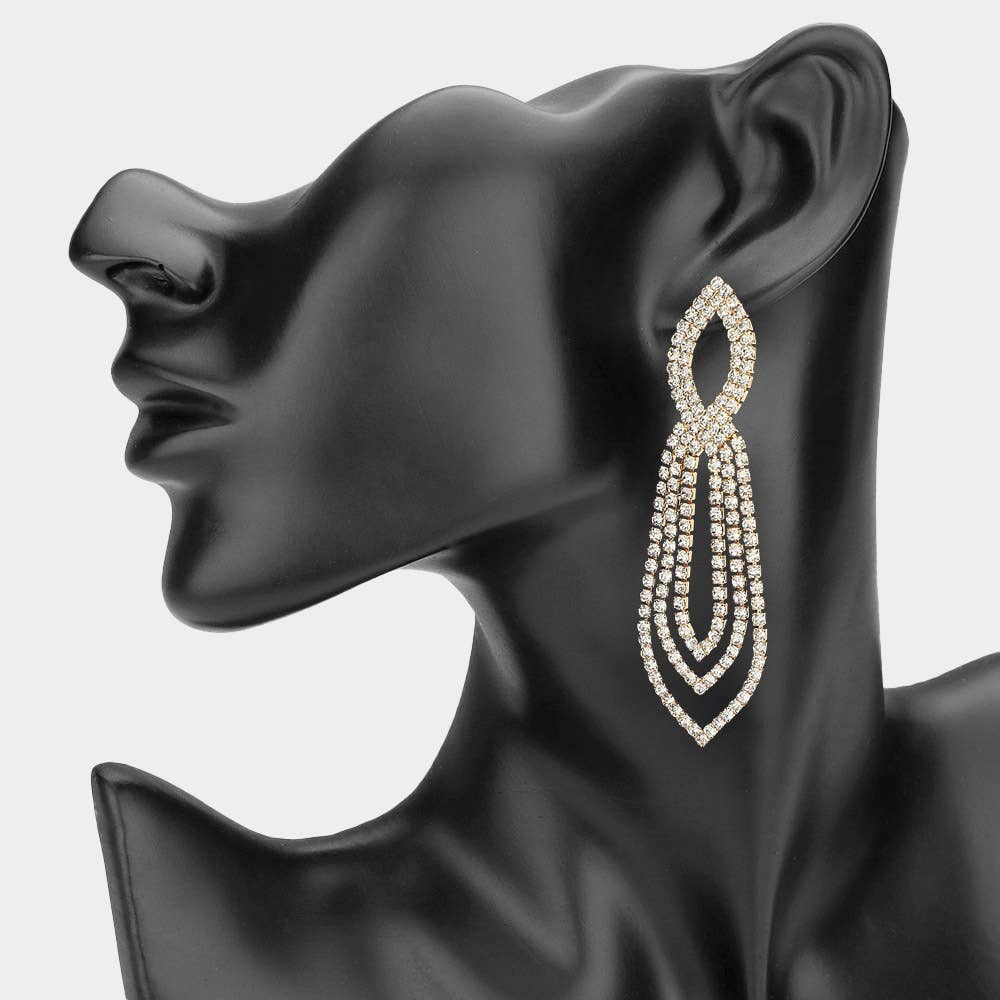 Rhinestone Layered Drop Evening Earrings