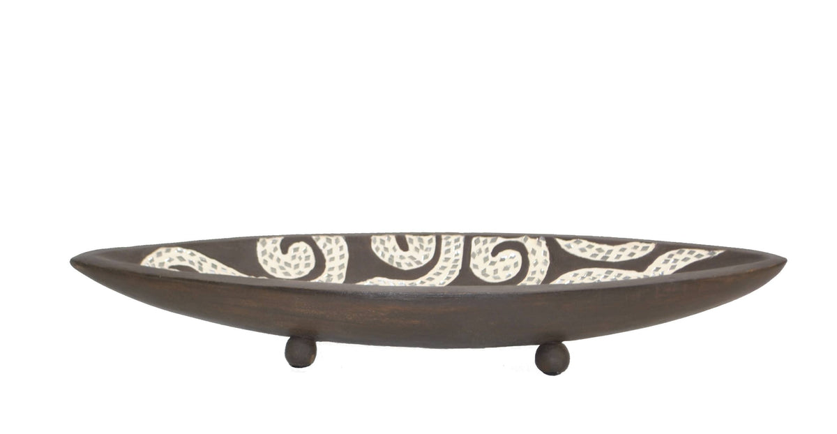 Handcrafted Wood Decorative Bowl with Mosaic Inlay