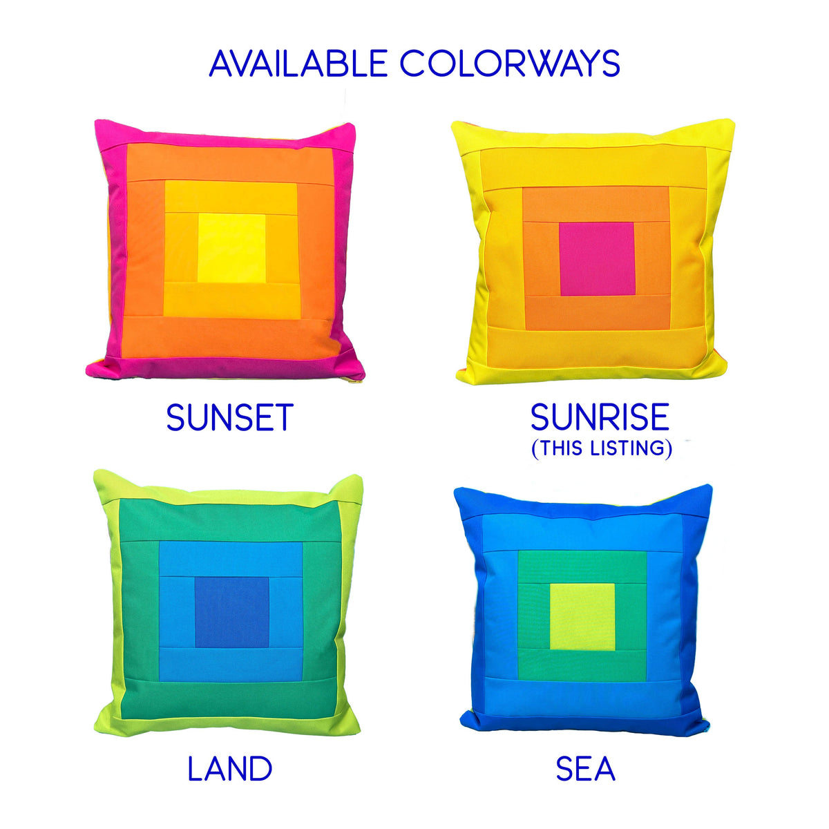 Outdoor Pillow Cover in "Sunrise" Colorway: Case + Polyfill Insert