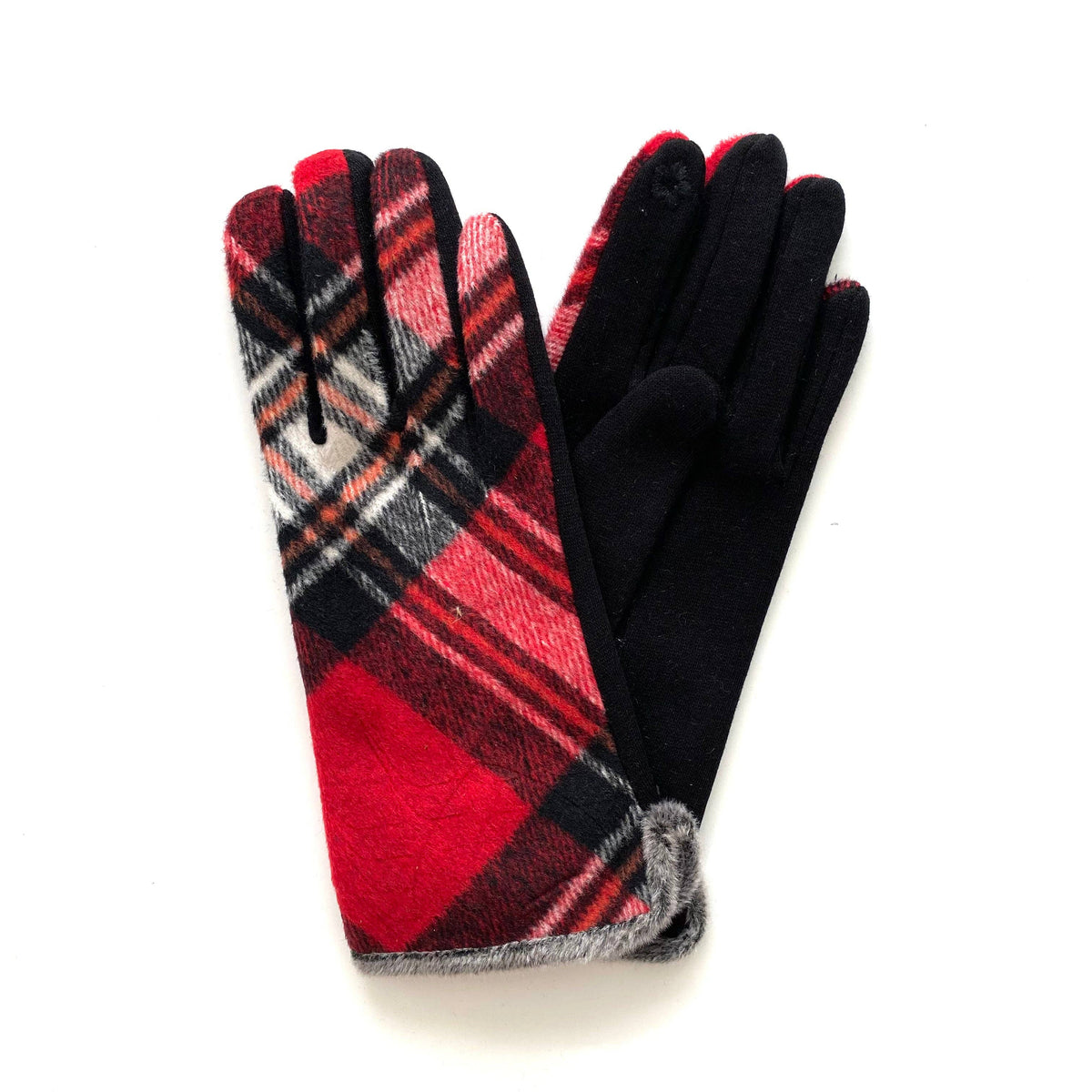 Cozy Red Plaid Winter Gloves
