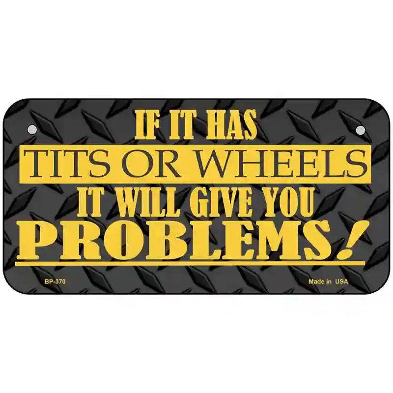 Tits Or Wheels Metal Novelty License Plate