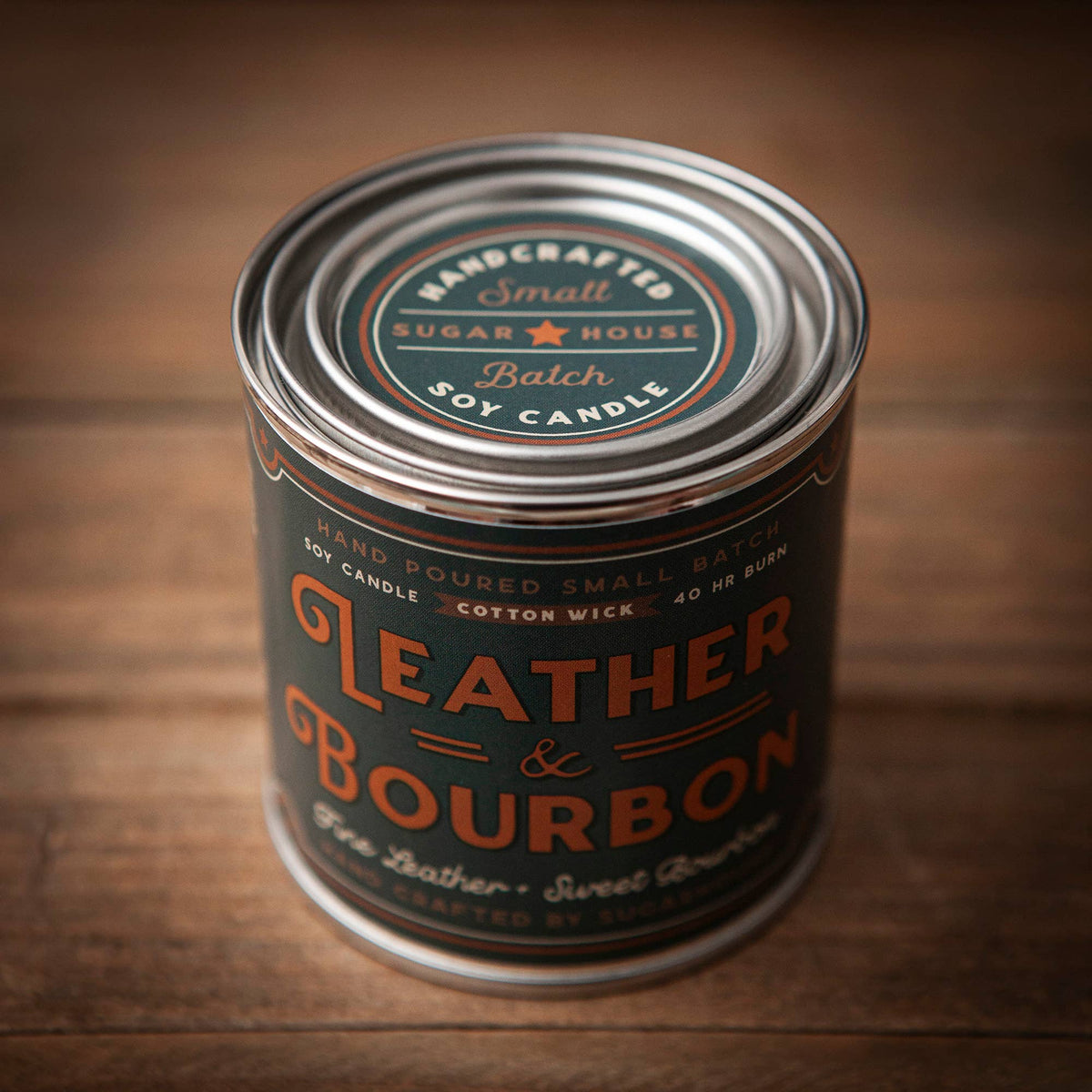 Leather &amp; Bourbon Soy Paint Can Candle