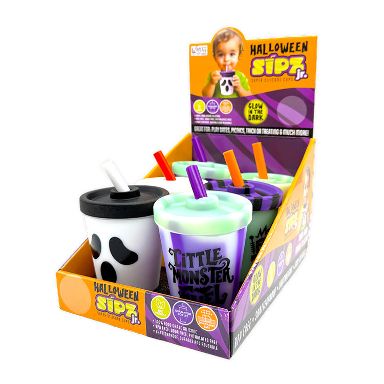 Halloween 8oz Silicone Kids Cup with Lid &amp; Straw
