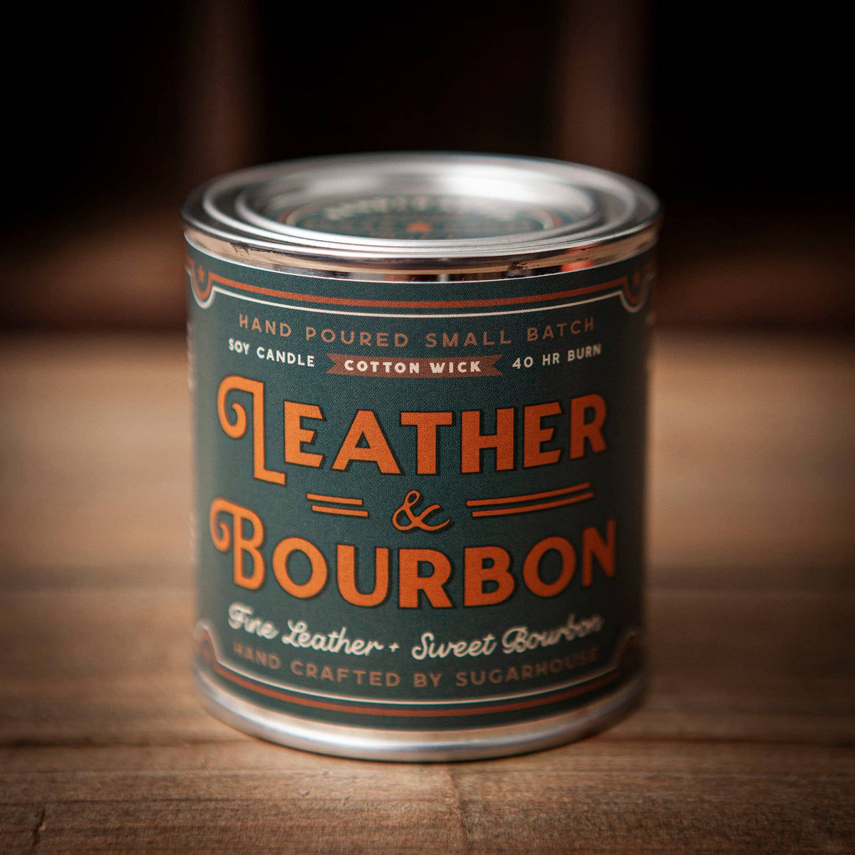 Leather &amp; Bourbon Soy Paint Can Candle