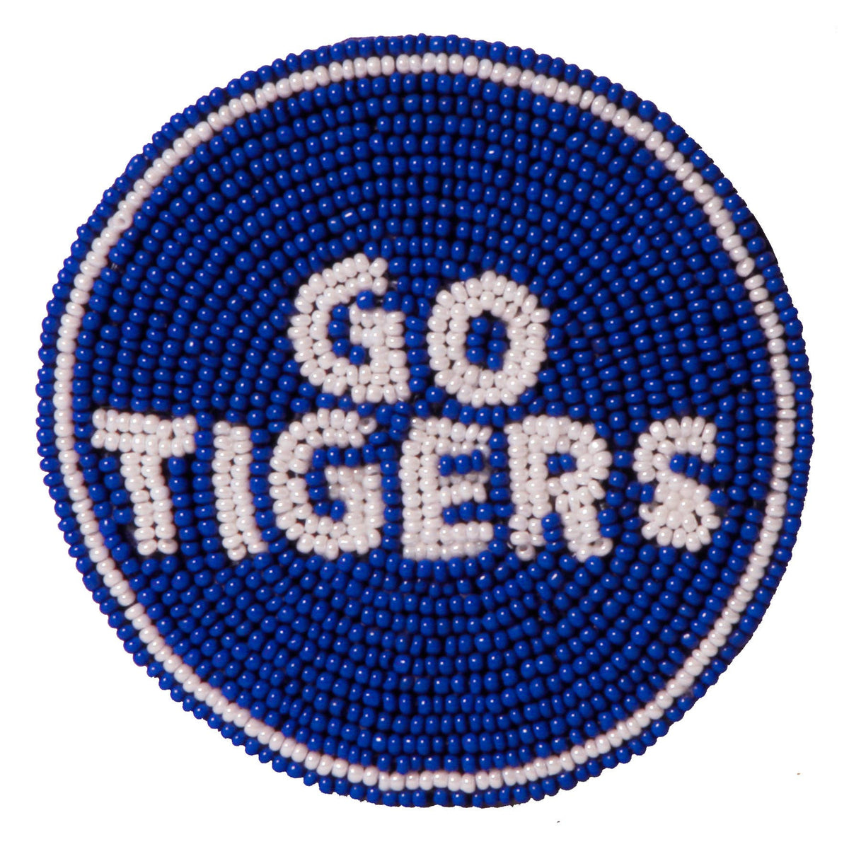 Memphis Go Tigers Beaded Button in Royal and White
