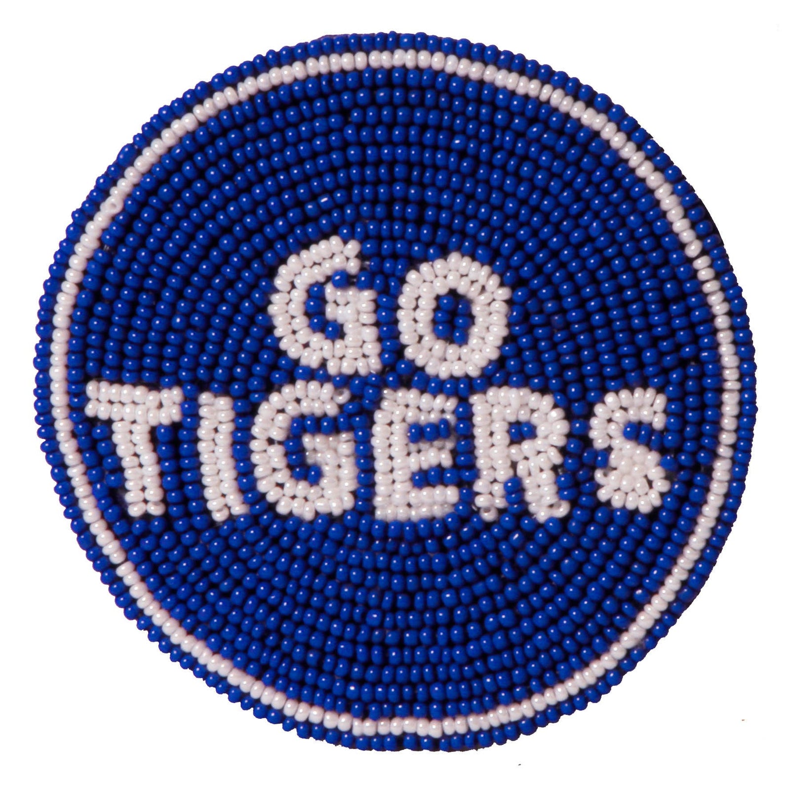 Memphis Go Tigers Beaded Button in Royal and White