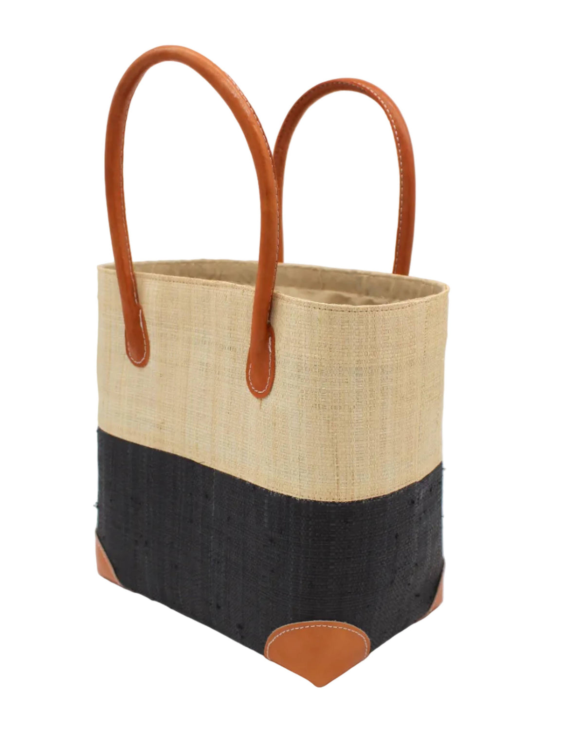 Trinidad Two Tone Raffia Straw Basket Bag