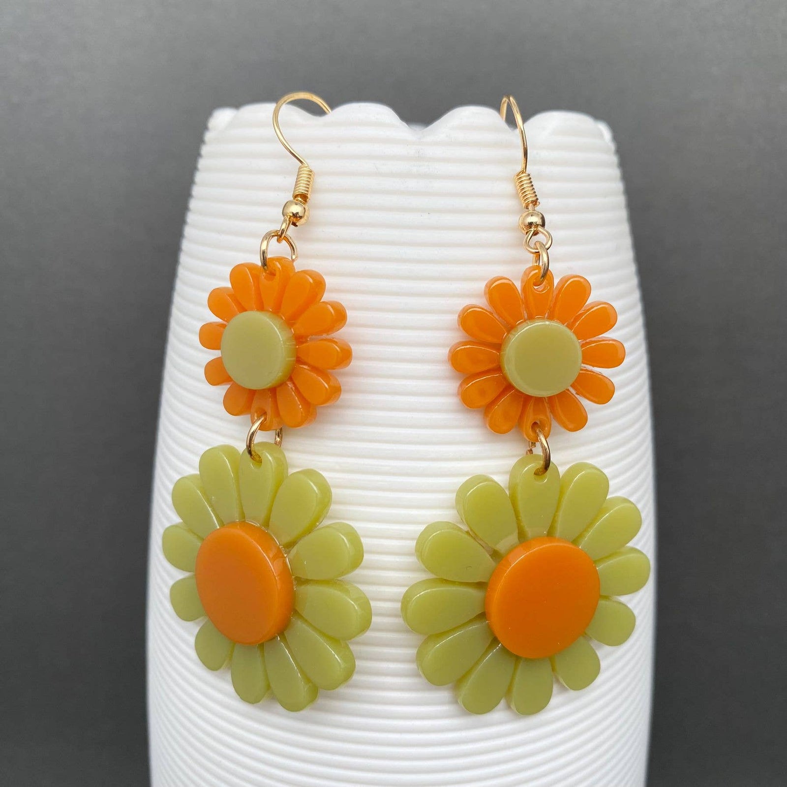 Acrylic Sunflower Dangle Earrings