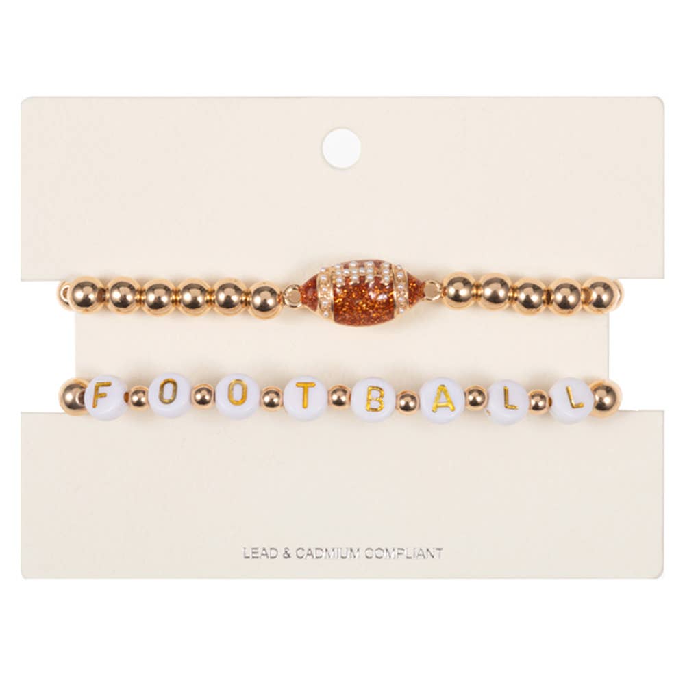 Football Beaded Stretch Multi Layered Bracelets