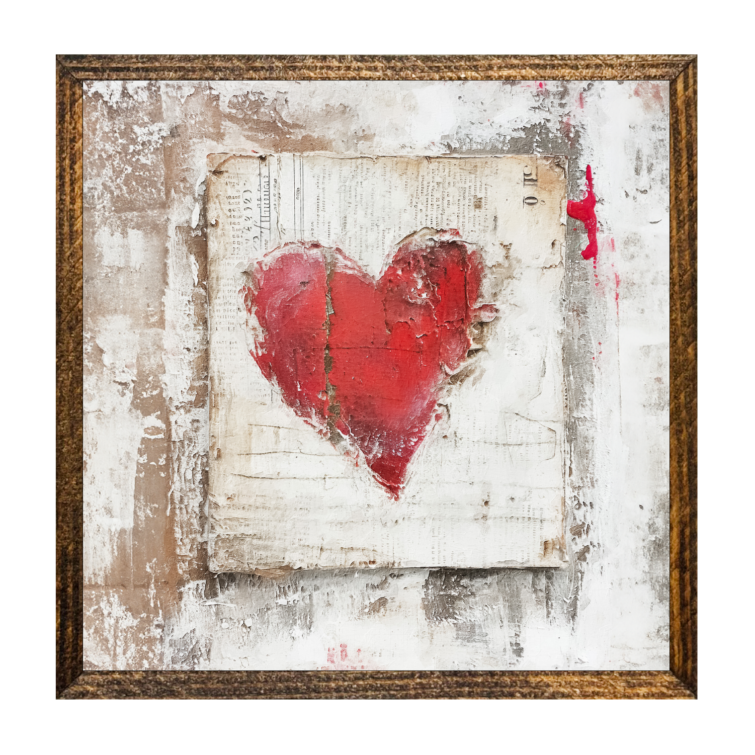 7"x7" WOOD FRAMED CANVAS SHELF SITTER-RED HEART 1