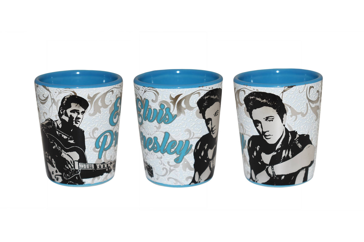 Elvis Shot Glass White Foil