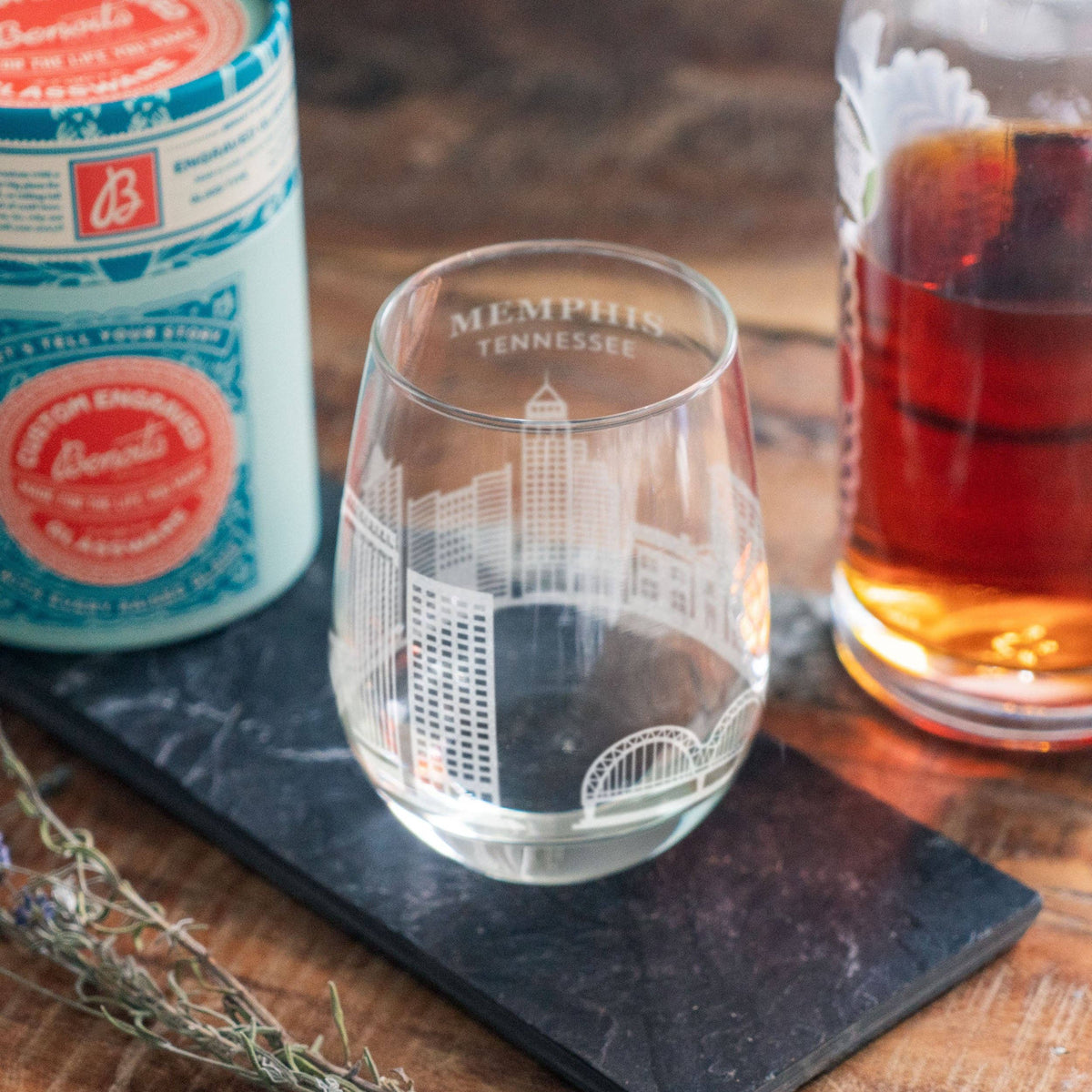 Memphis, Tennessee City Skyline Engraved Glasses: