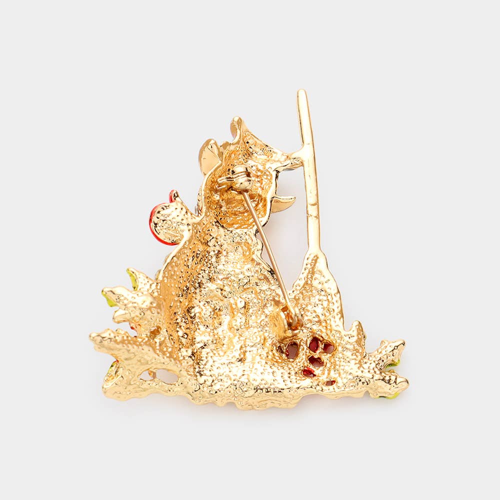 Stone Snowman Pin Brooch
