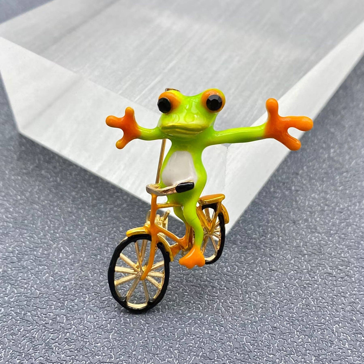 Frog Riding A Bike Brooch