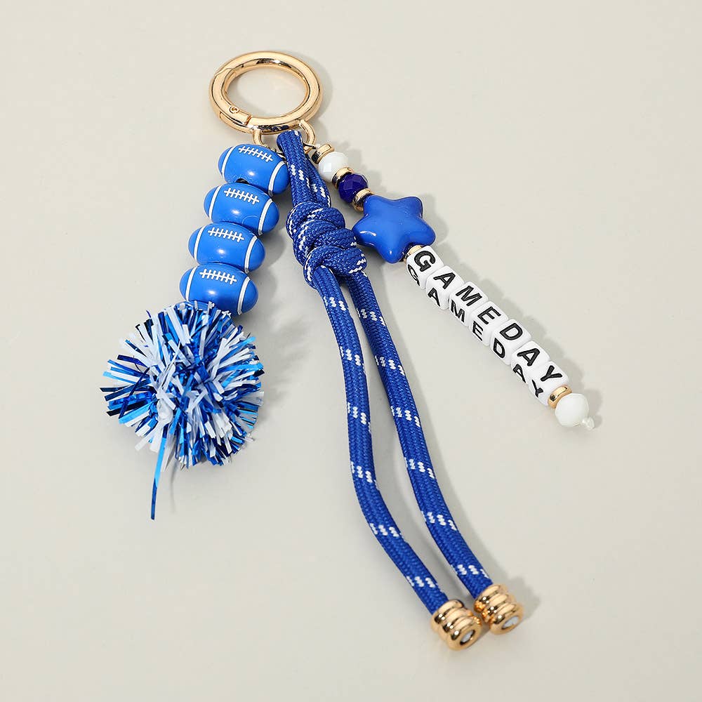 GAMEDAY Star Football Tinsel Pom Knot Tassel Keychain  Bag Charm