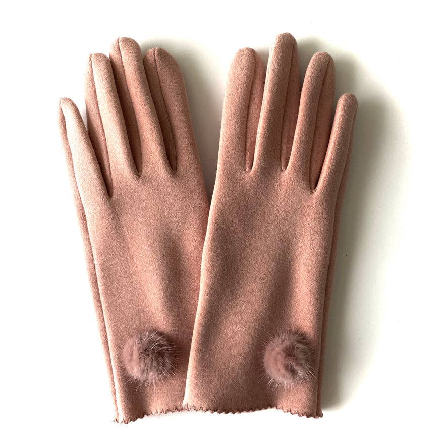 Elegant Pink Touchscreen Winter Gloves