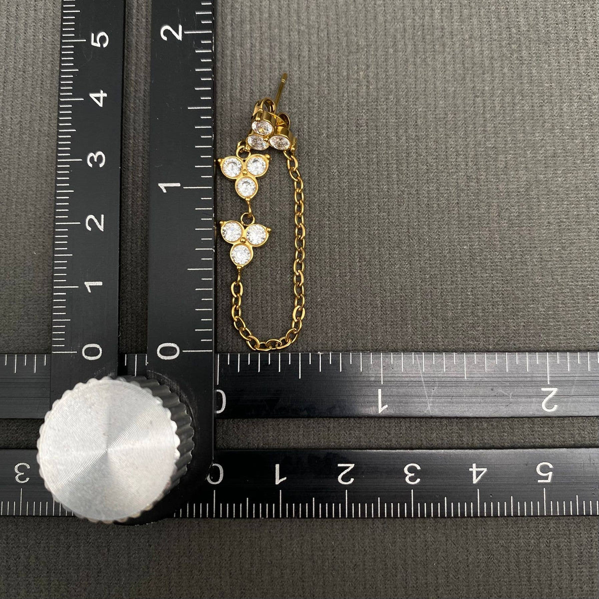 Zircon Inlaid Chain 18K Gold Plated SS Post Earrings - FGS