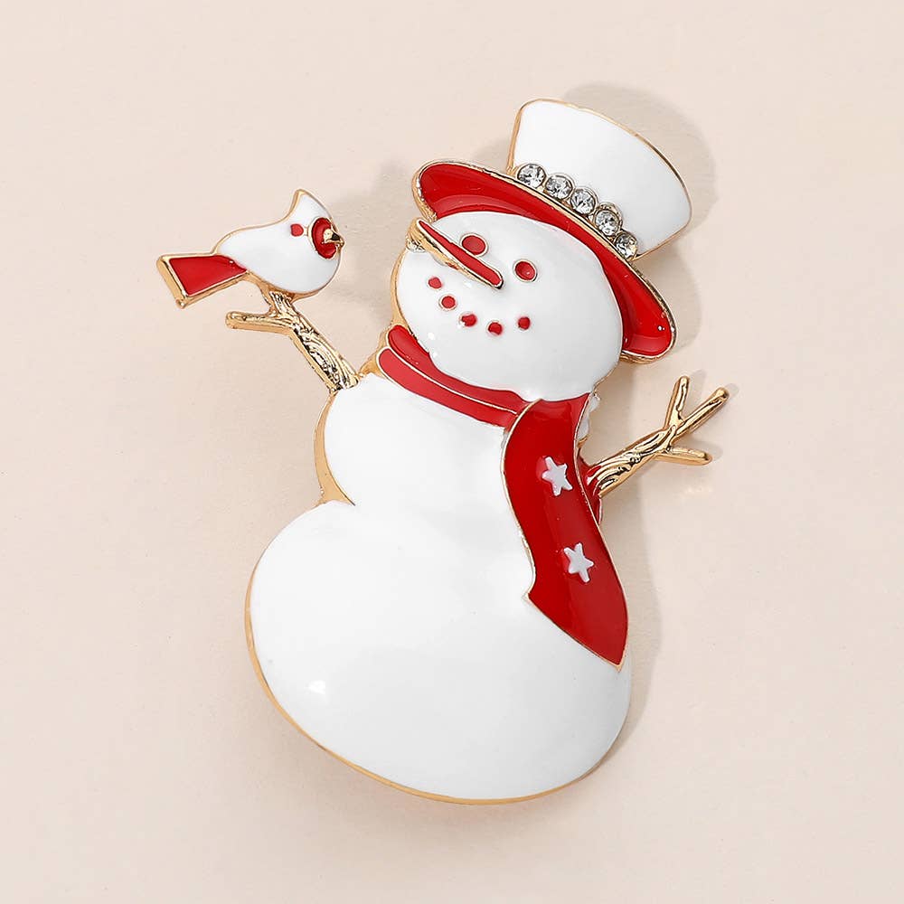 SECRET BOX_Enamel Christmas Snowman Pin Brooch