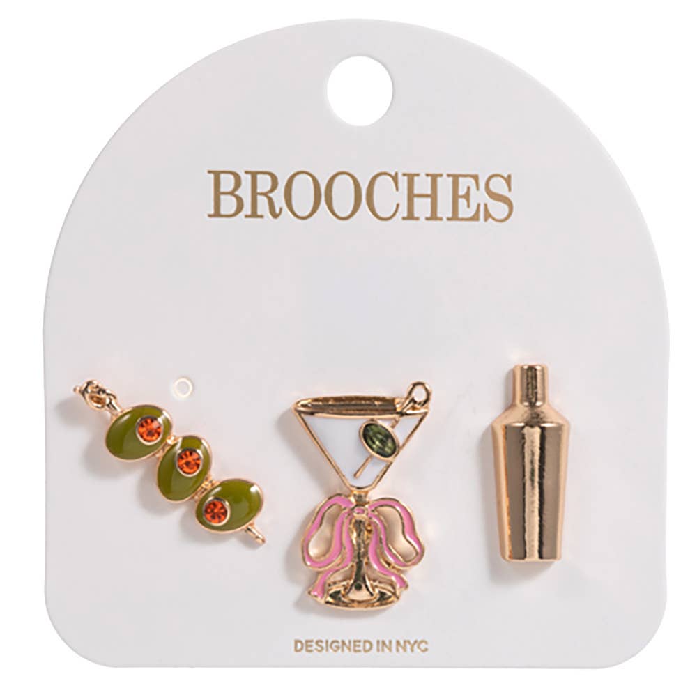 3PCS - Cocktail Olive Pin Brooch Set