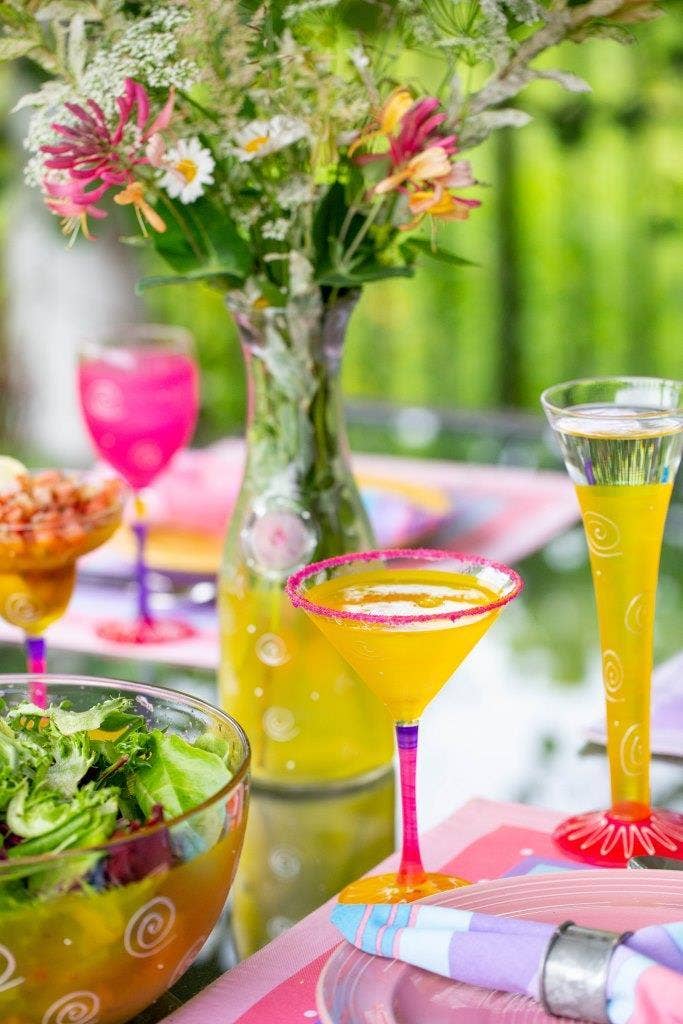 Peruvian Splendor Yellow Hollow Flute Glasses