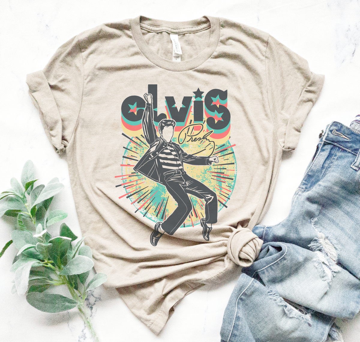 Presley Elvis Rockin' Vintage 60s 70s Retro Band Graphic Tee