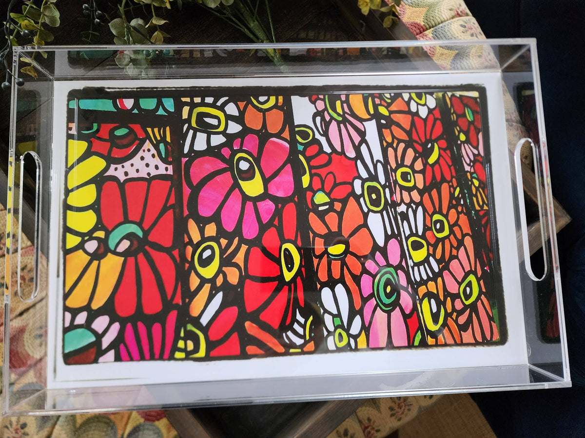 Flower Collage Insert for Acrylic Serving Tray