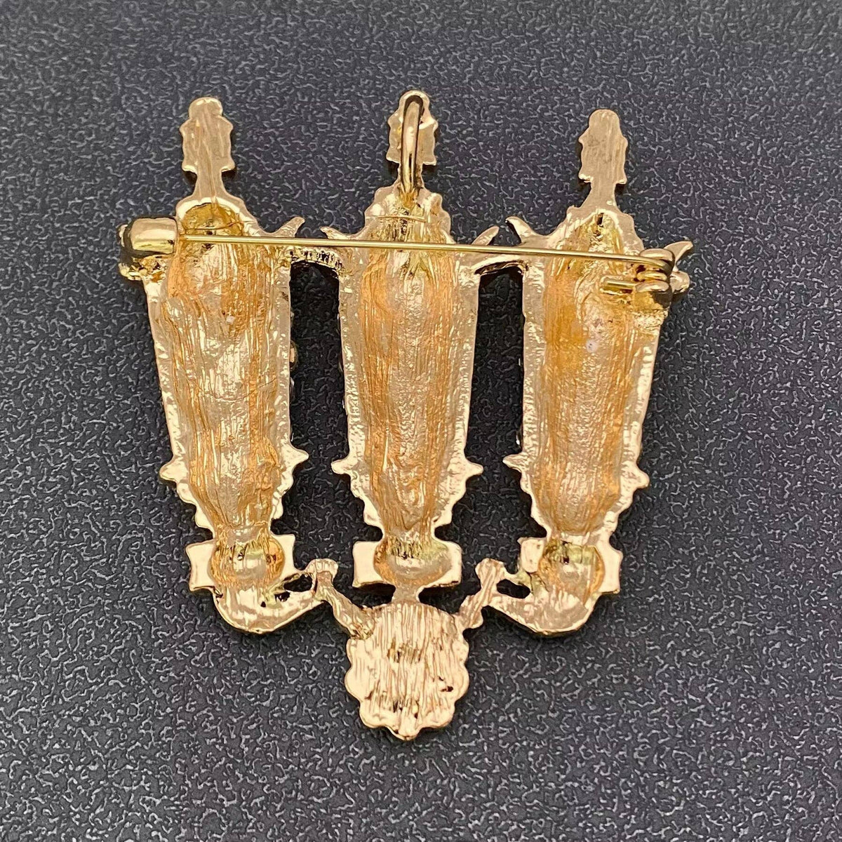 Rhinestone Golden Candle Holder Brooch