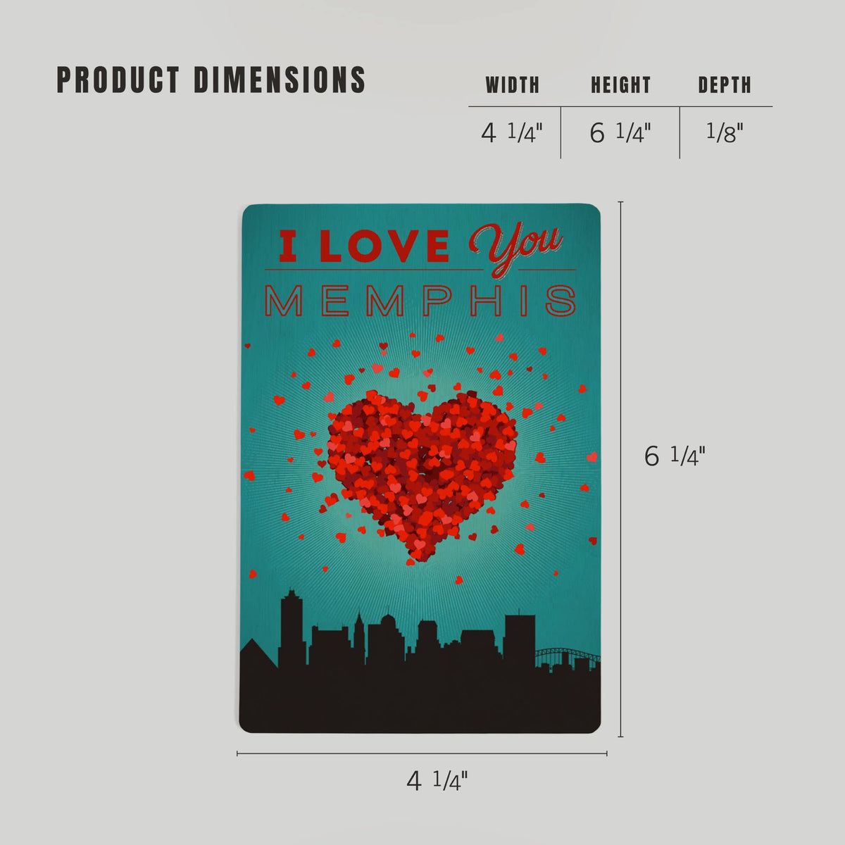 WOOD POSTCARD I Love You Memphis, Tennessee