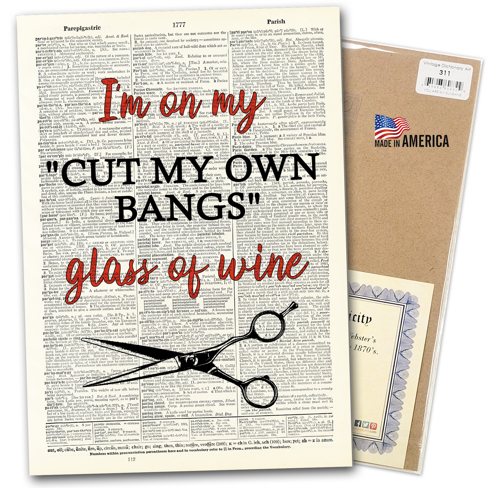 Art Print | Dictionary Page | Vintage | I'm On Cut My Own