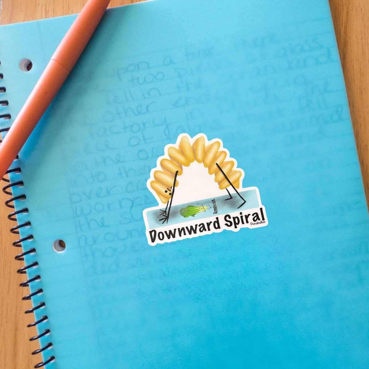 Downward Spiral 3" Vinyl Pasta Pun Sticker