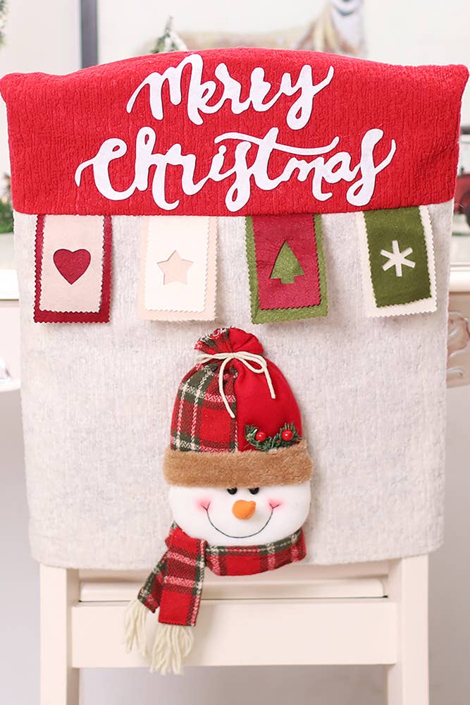 Christmas Deer Snowman Santa Claus Doll Chair Cover  / 44.5*17.5 Inch